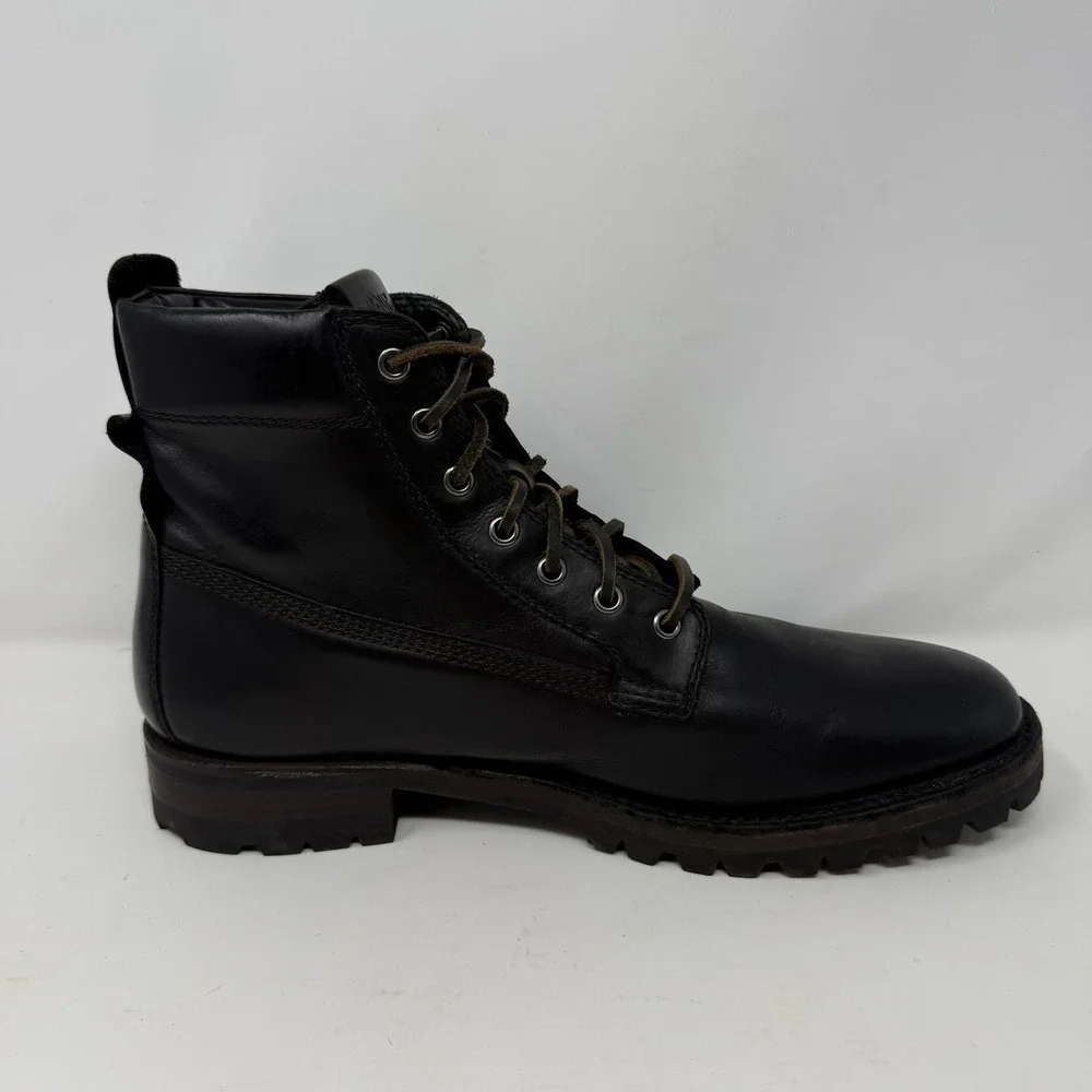Frye Union Lace Up Men's 11.5 Black Leather Combat Lug Sole Work Boots 3480383